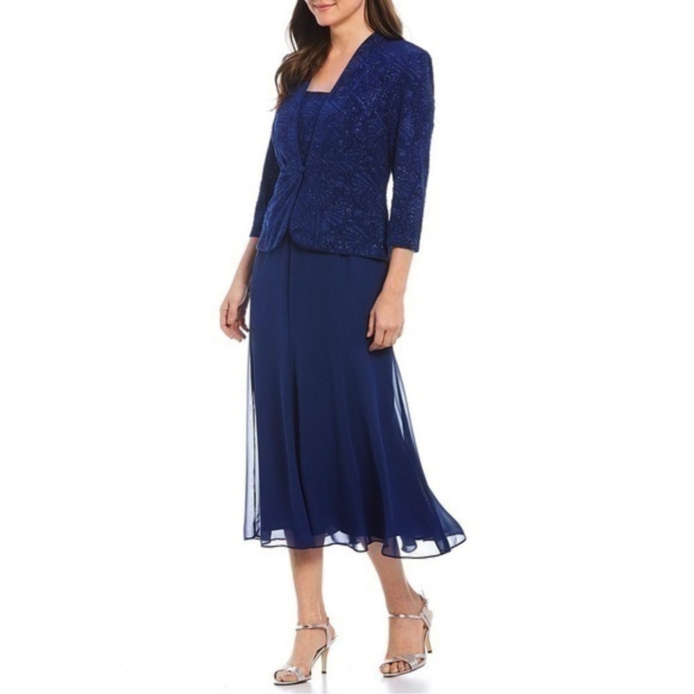 Alex Evenings Women's Blue Dress with Jacket